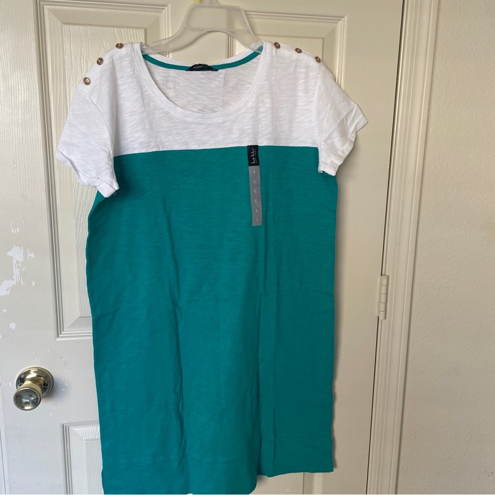 BNWT Nicole Miller New York T shirt color block dress size #L